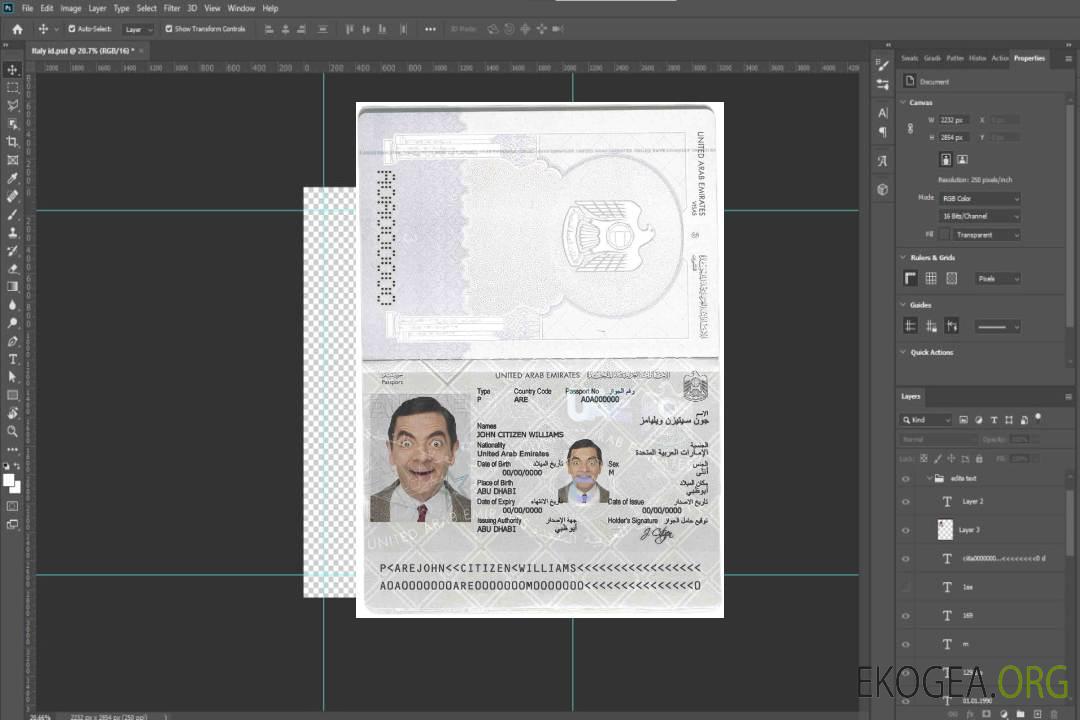 Passeport des Émirats arabes unis (Émirats arabes unis) template